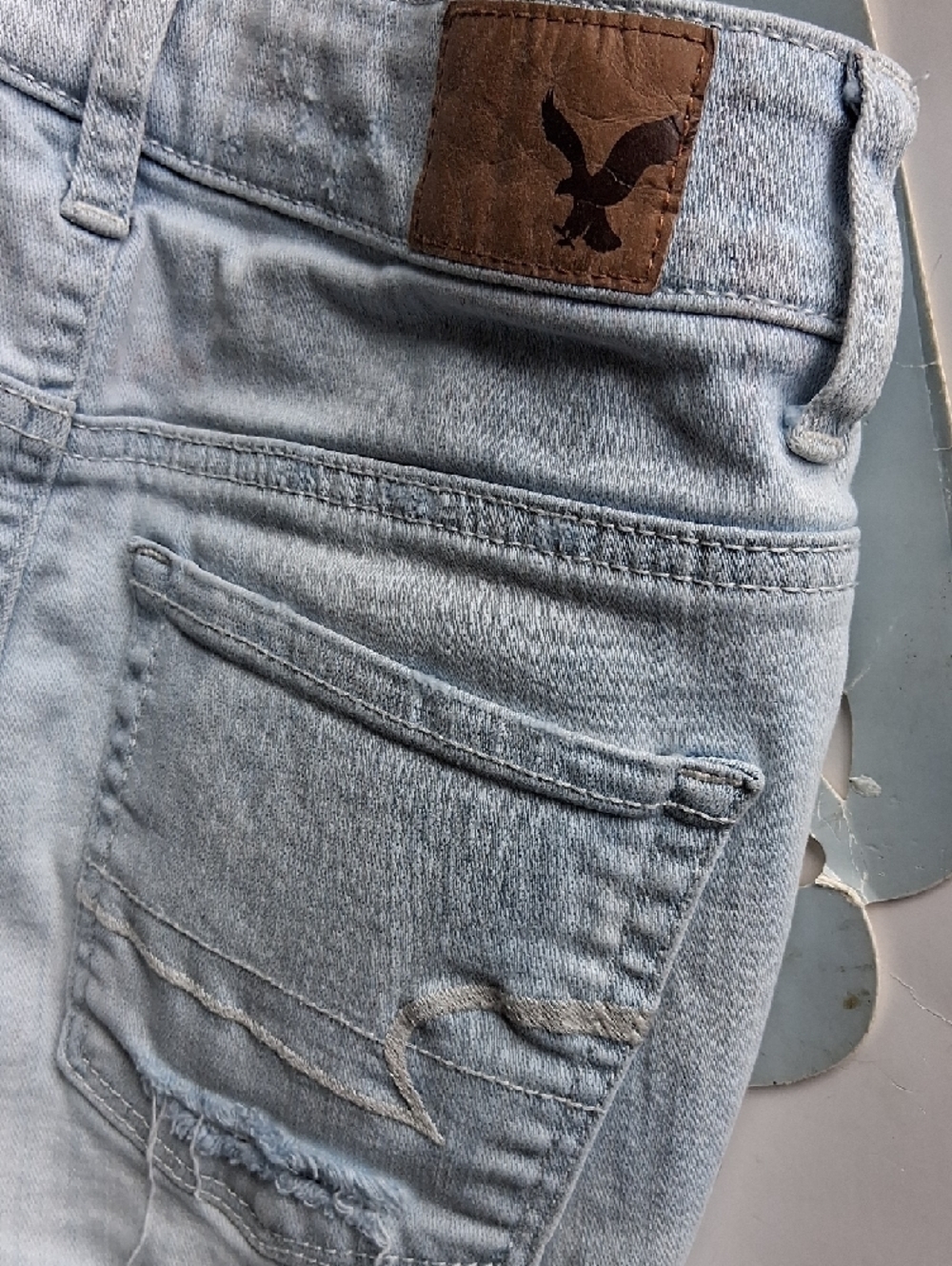 American Eagle Outfitters Light Blue Distressed Denim Shorts - Picture 6 of 6